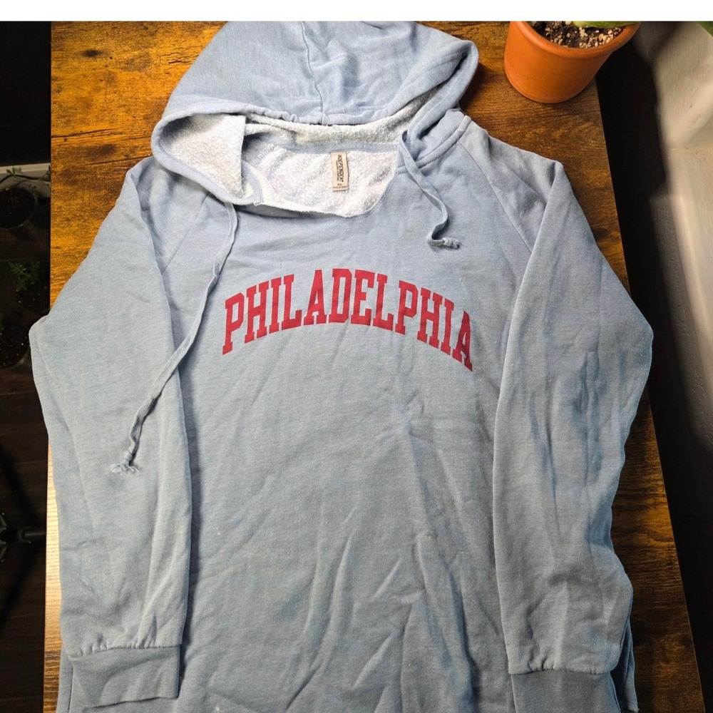 Independent Trading Co Philadelphia Hoodie Blue Red Graphic XL Mens